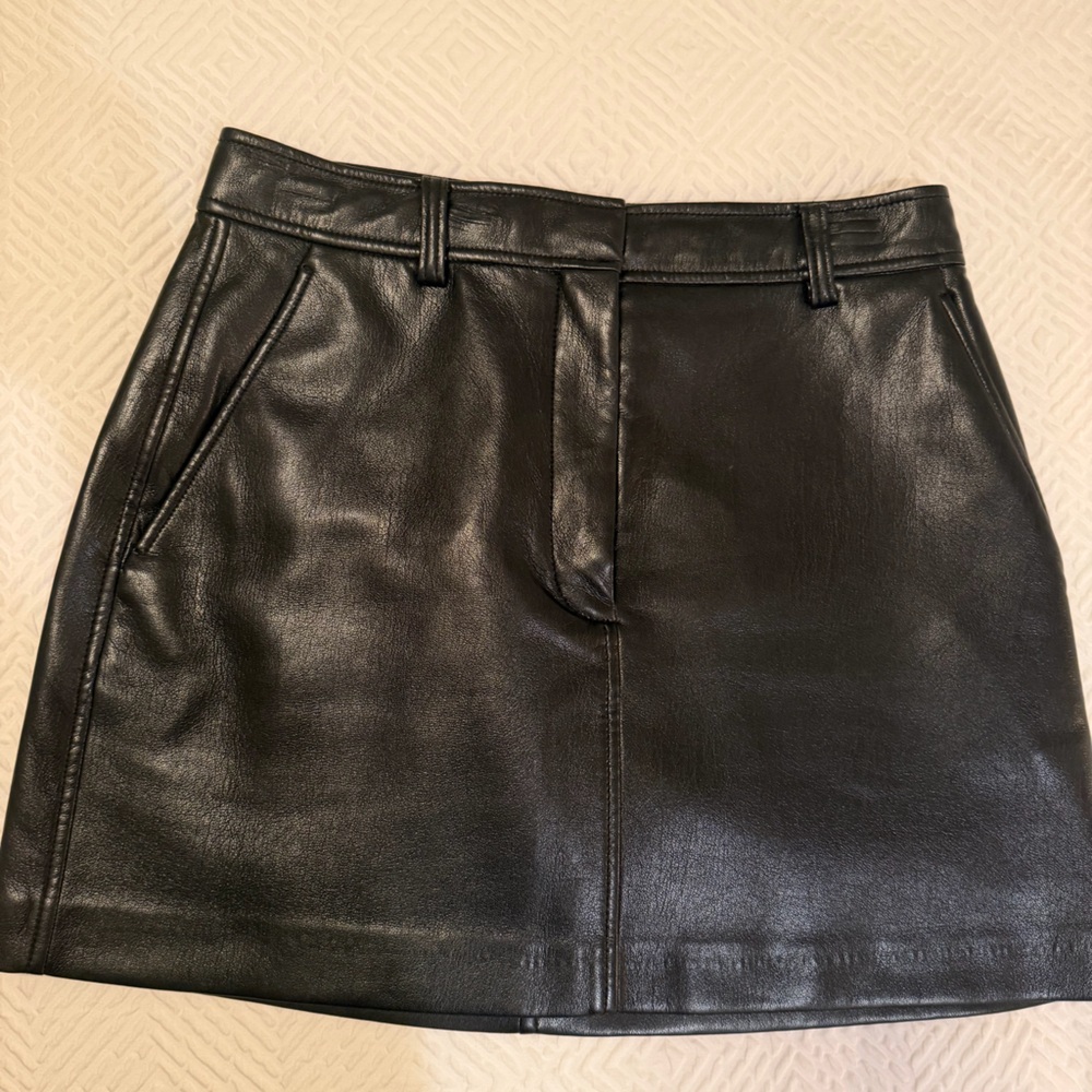 Babaton Aritzia Black Faux Leather Skirt